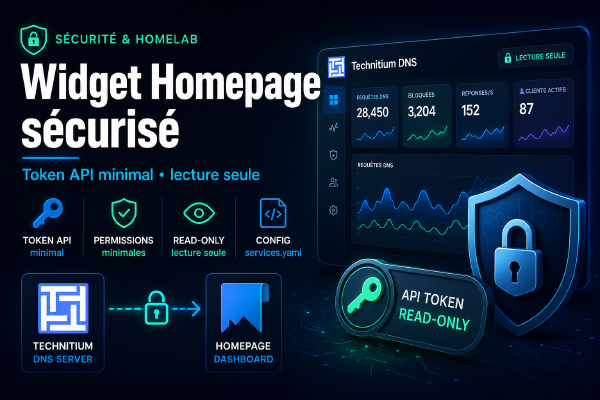 Technitium DNS : configurer le widget Homepage en toute sécurité
