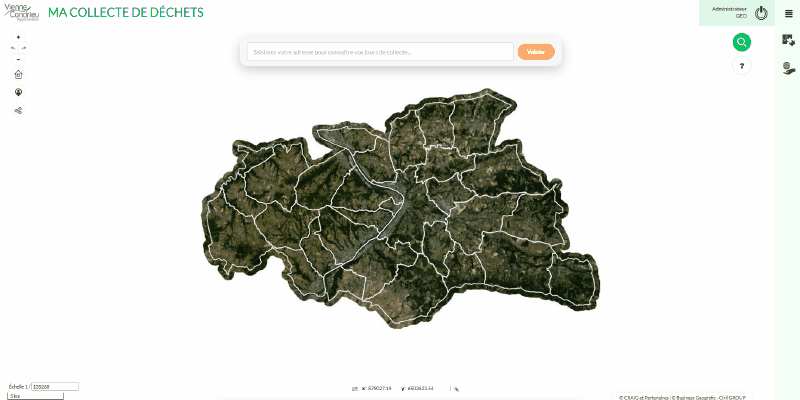 Interface du module geo-garbage-collector interrogeant la table de croisement
