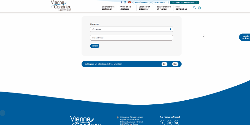 Résultat de recherche par adresse sur le site institutionnel de VCA